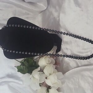 Elegant Genuine Black Pearl  Necklace Extra Long Length